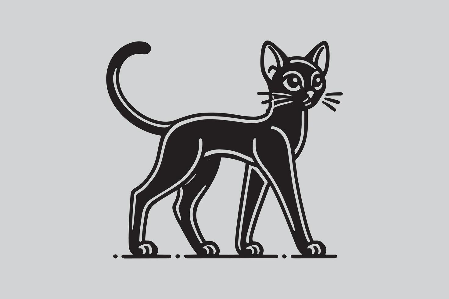 Simple Cat Outline Silhouette Illustration vector