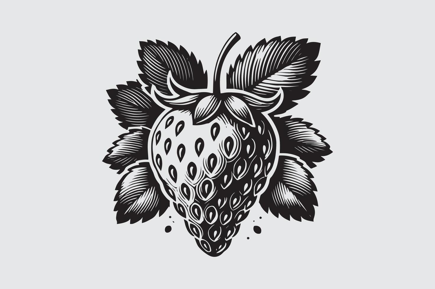Stylish Strawberry Icon in Black and White vector