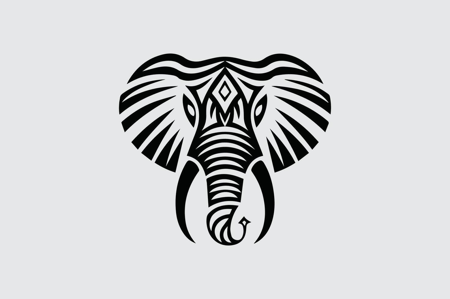 Elephant Face Icon Silhouette Design vector