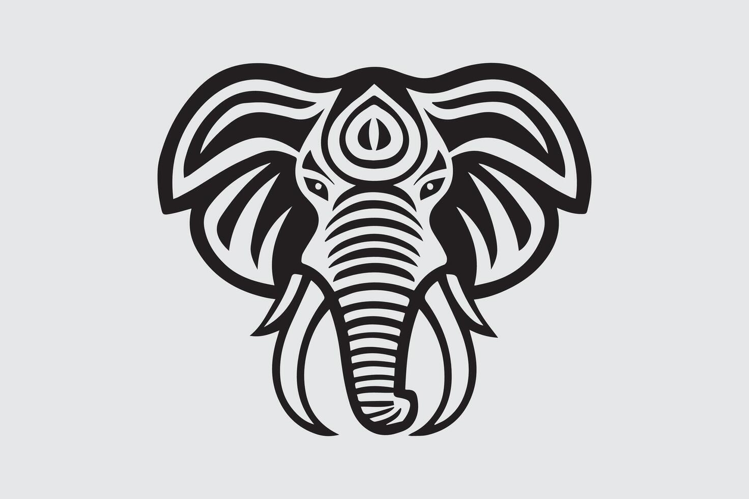 Black and White Elephant Face Icon vector