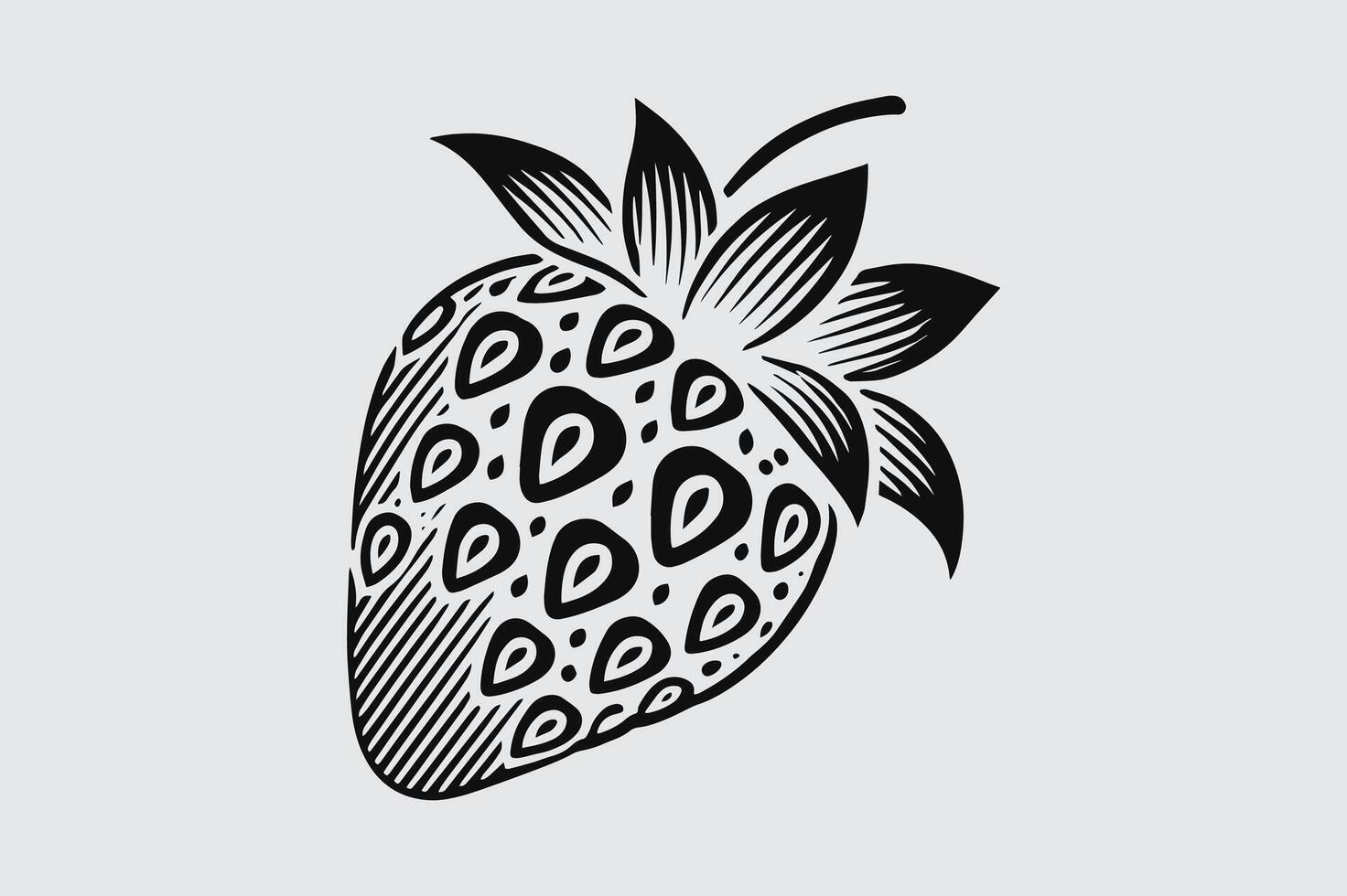Black and White Strawberry Icon for Digital Use vector