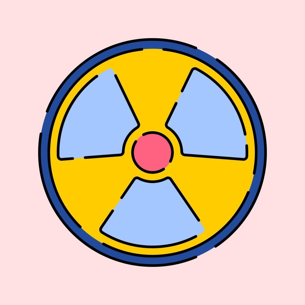 Hazard Symbol Icon Illustration with bright colour palette in flat design style for education and future technology theme design. vector
