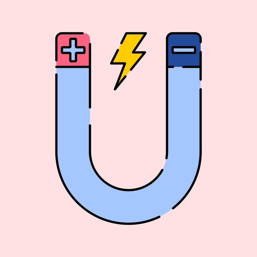 Magnets Icon Illustration with bright colour palette in flat design style for education and future technology theme design. vector