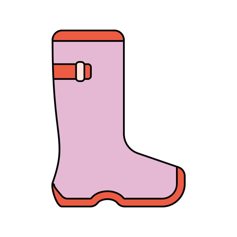 Pink Rain Boot Icon Illustration, A pink gardening or rain boot with a buckle, representing outdoor activities in spring. Perfect for Spring season themed designs vector