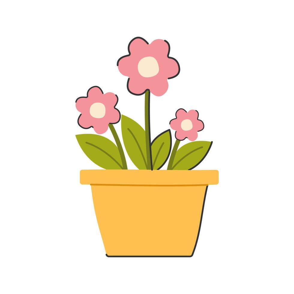 Potted Tulips Icon Illustration with soft color palette in flat design style. Perfect for Spring season themed designs vector