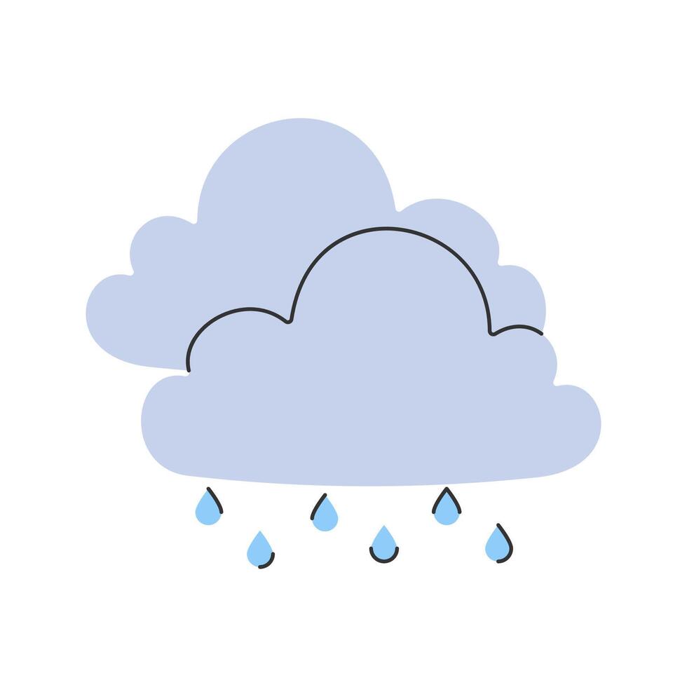 Cloud with Raindrops Icon Illustration with soft color palette in flat design style. Perfect for Spring season themed designs vector