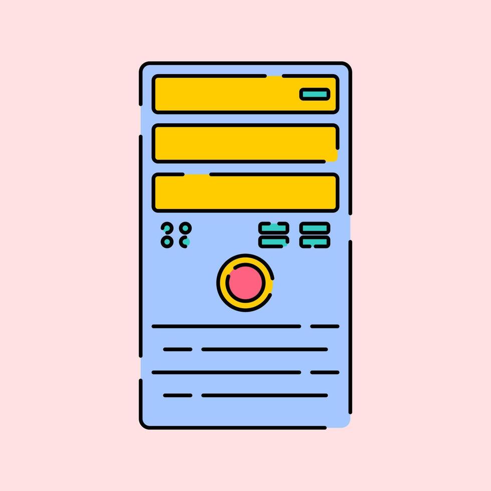 CPU Central Procecor Unit Icon Illustration with bright colour palette in flat design style for education and future technology theme design. vector
