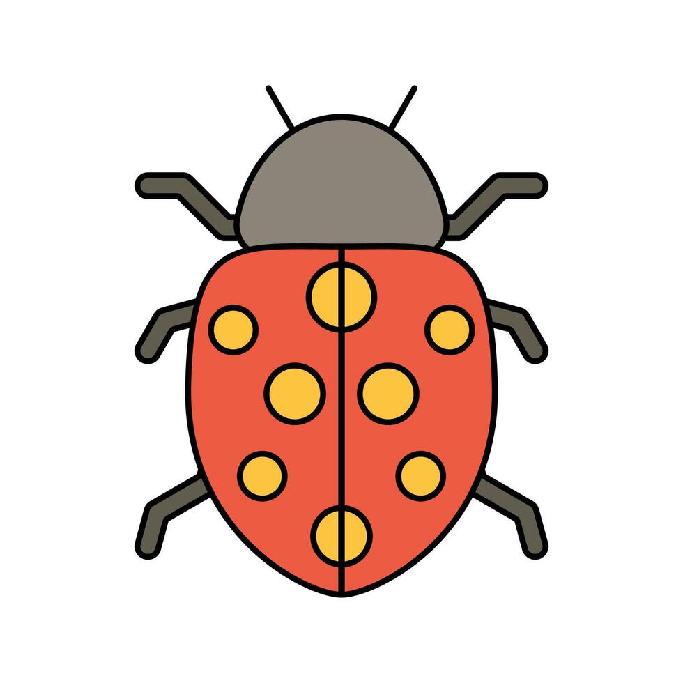 Ladybug Icon Illustration, A red ladybug with black spots, representing springtime insects and nature. Perfect for Spring season themed designs vector