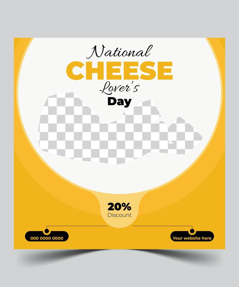 National cheese lover's day social media post design vector