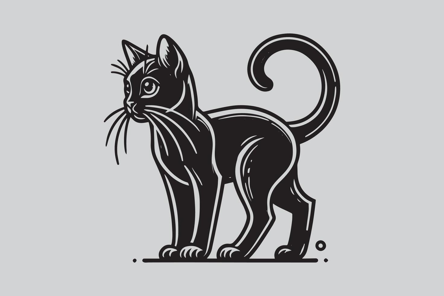 Minimalist Cat Silhouette Outline Illustration vector