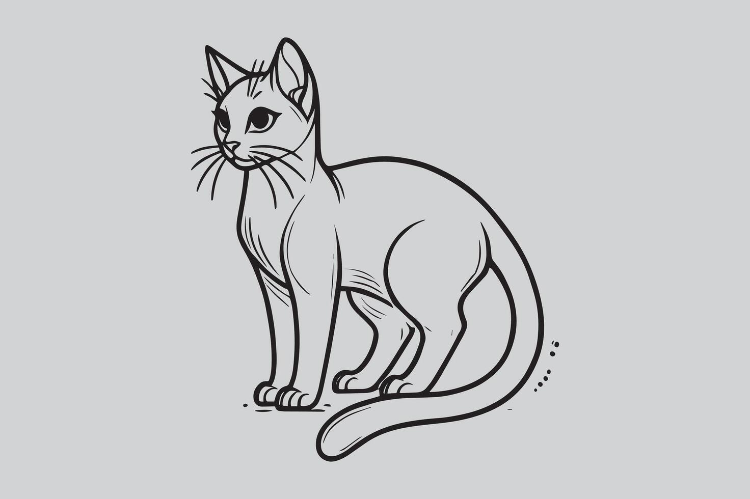 Modern Cat Silhouette Design in Black and White vector