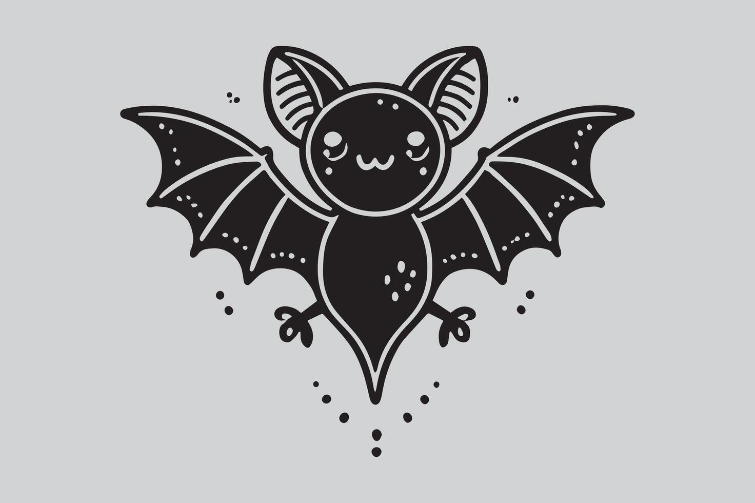 Flying Bat Outline Silhouette Design in Monochrome vector