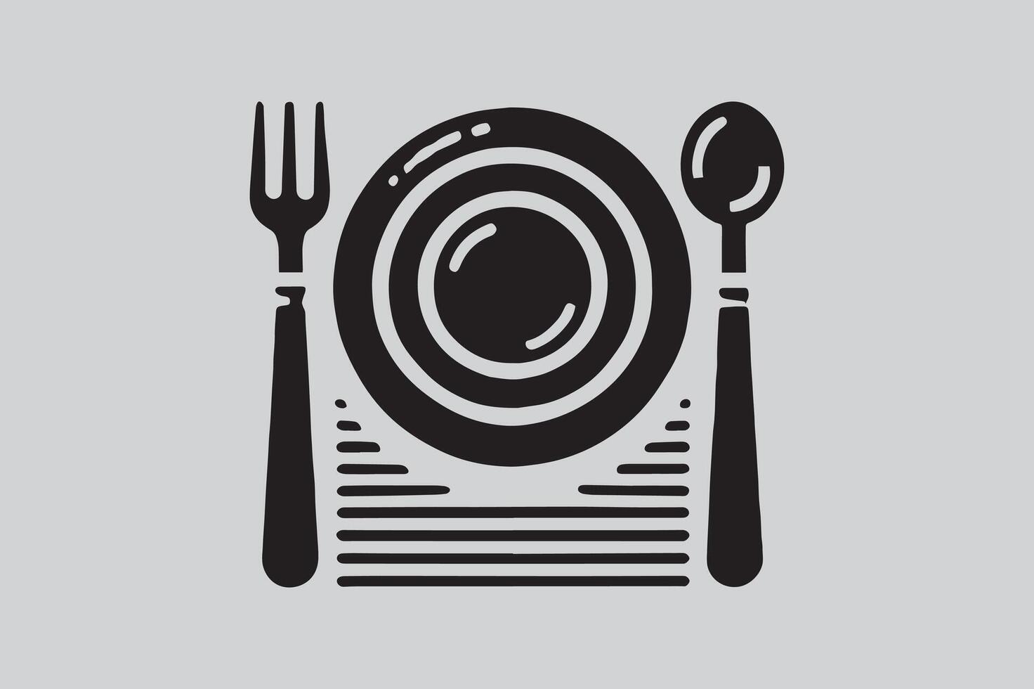 Elegant Black and White Cutlery Icon Logo vector