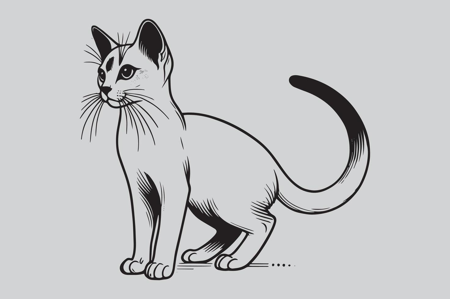 Minimal Cat Silhouette Outline Design vector