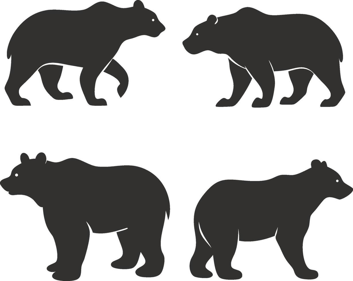 bear silhouette set vector