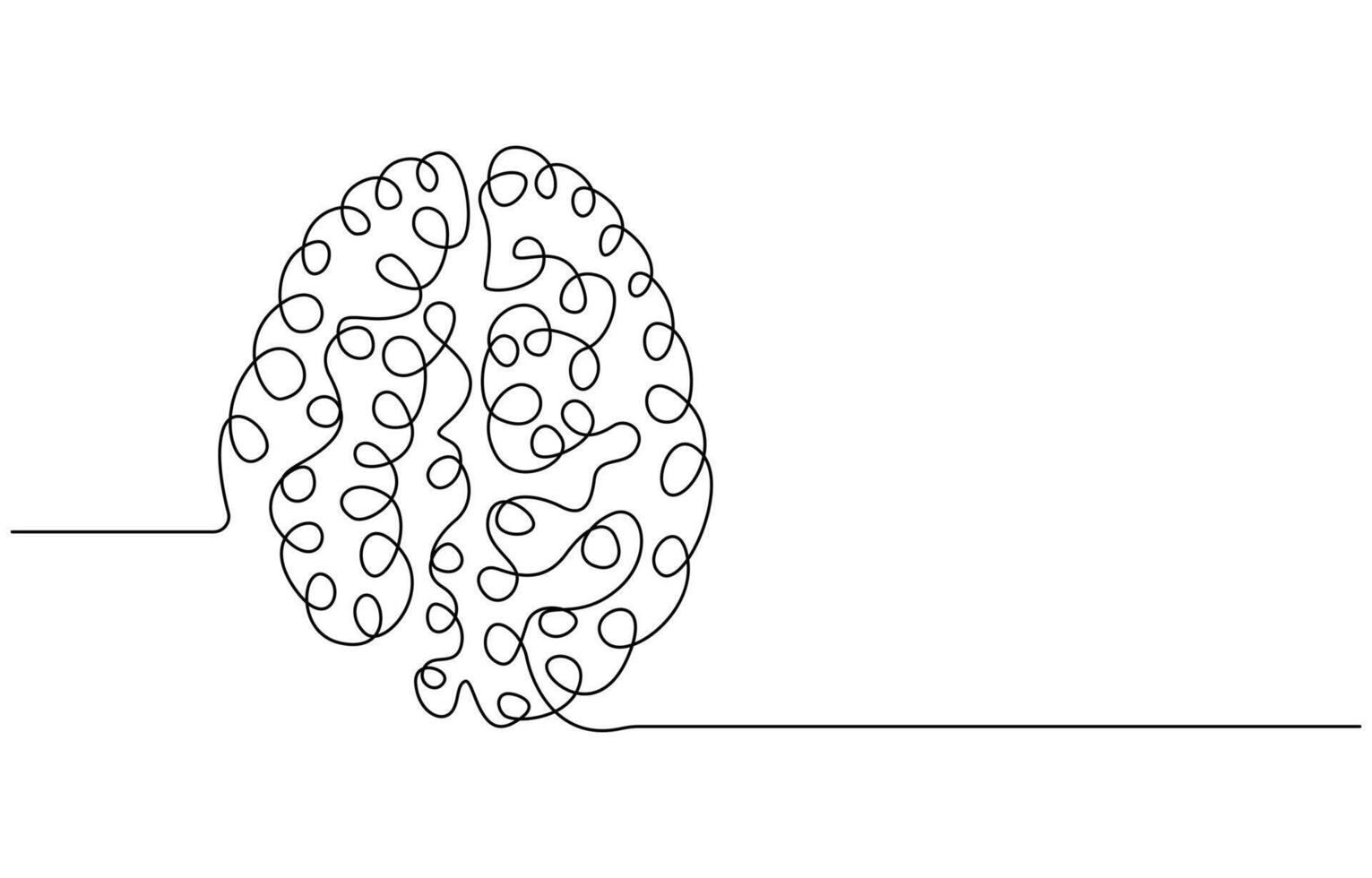 Human brain continuous one line drawing of art illustration vector