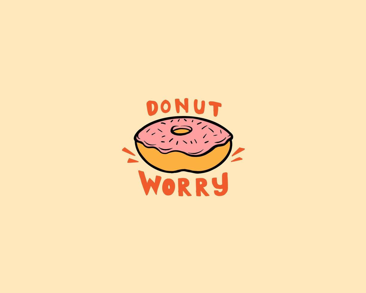 donut worry typography and mascot design vector