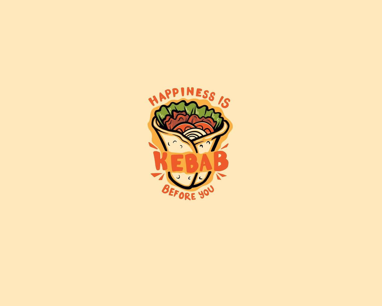 Happiness is kebab before you typography vector