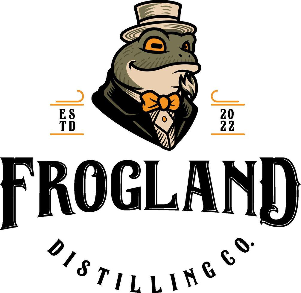 Frog mascot liquor logo illustration vector