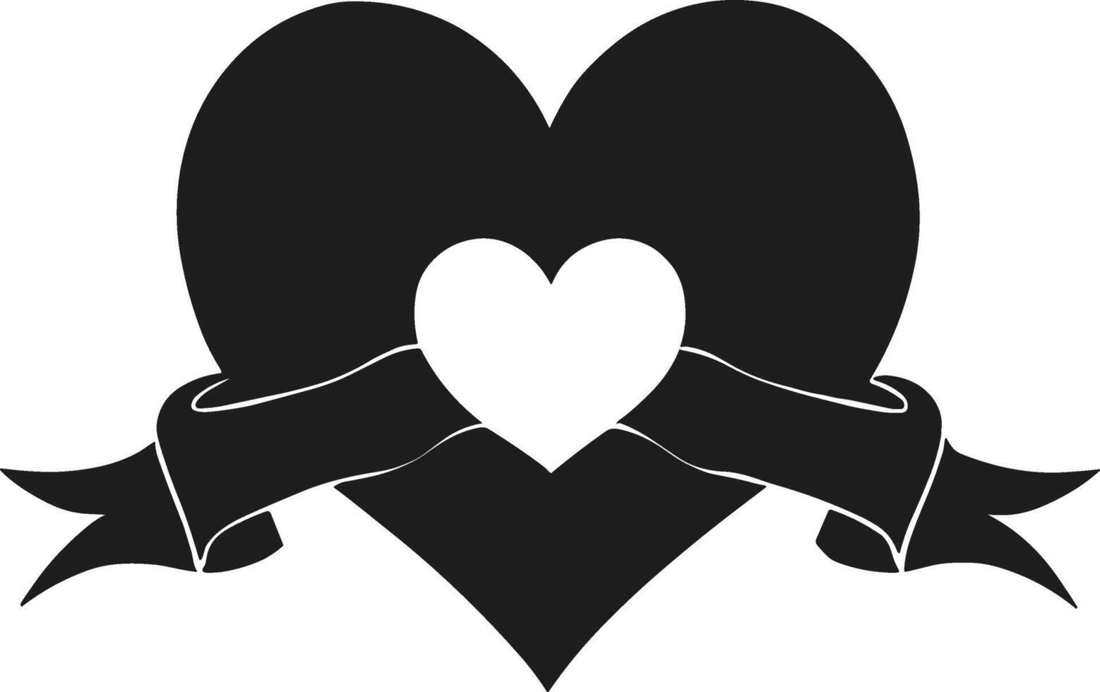 Heart Silhouette with Ribbon Banner Illustration vector