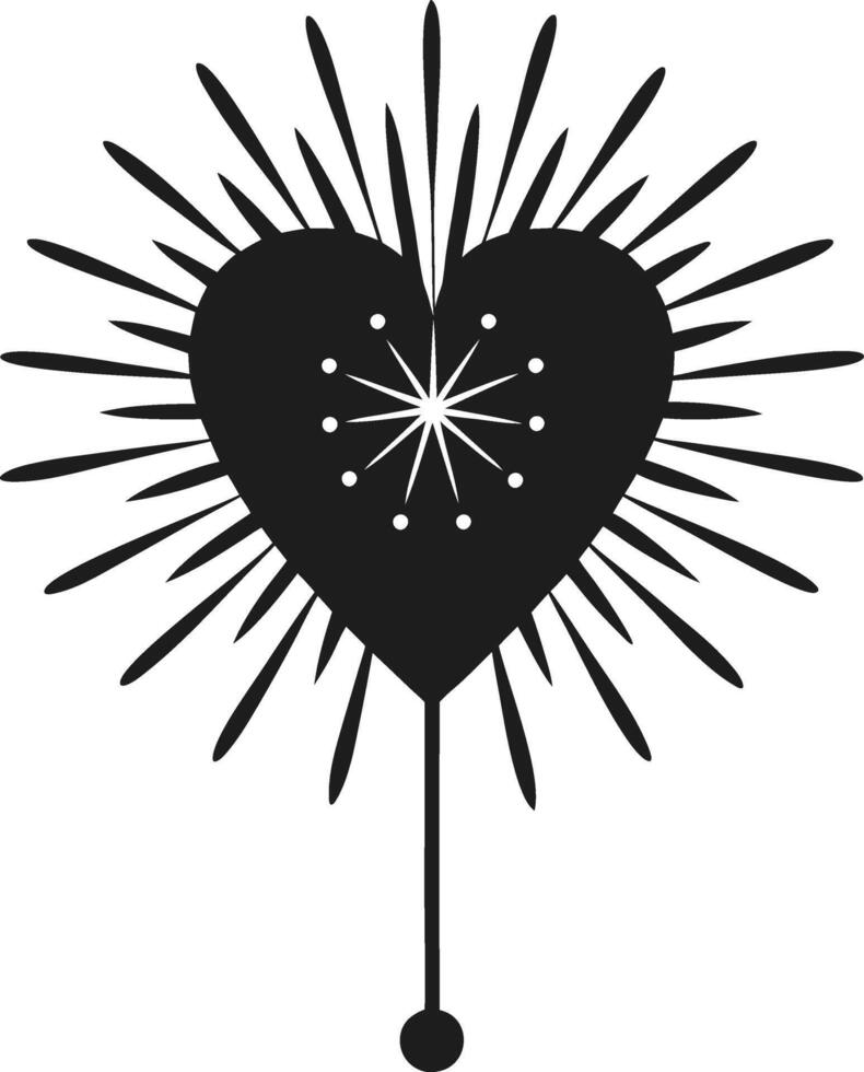 Minimalist Heart-Shaped Firework Illustration with Radiating Lines vector