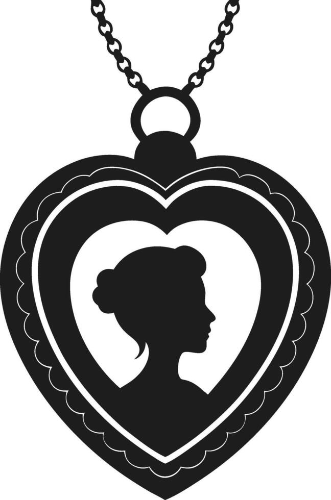 Heart Locket Silhouette - Romantic Valentine's Day Pendant Design vector