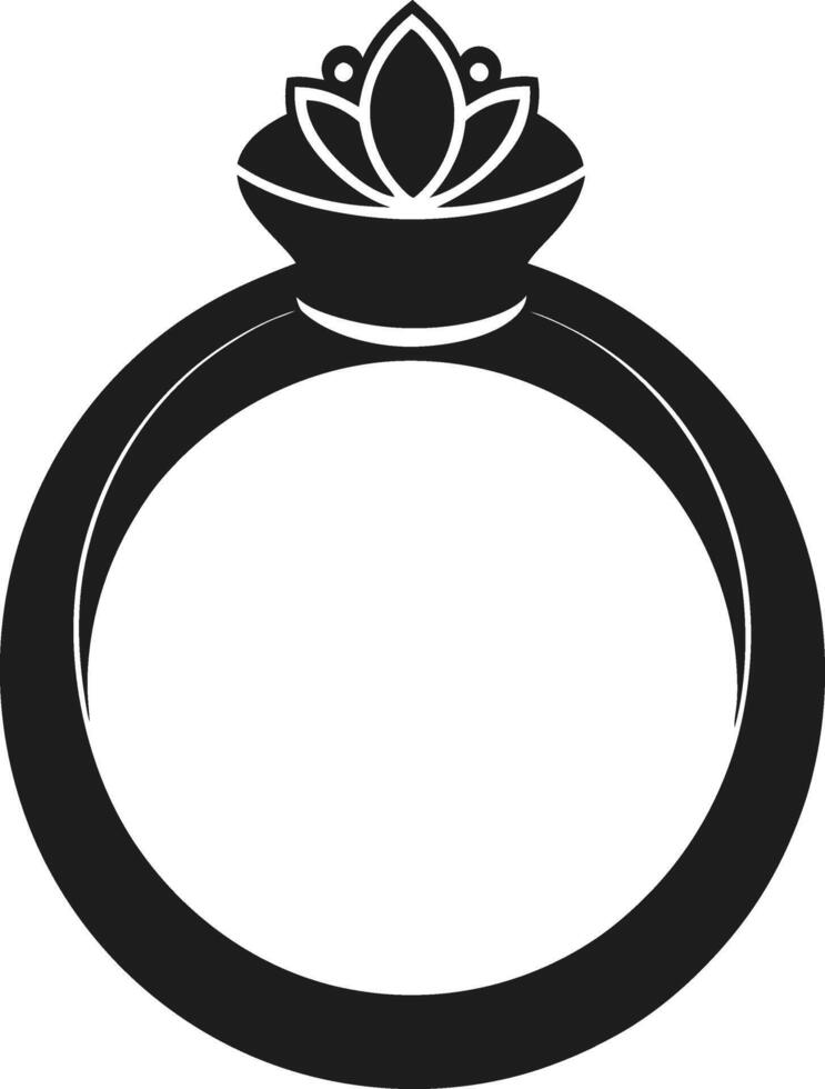Elegant Engagement Ring Silhouette with Floral Gem Setting Illustration vector