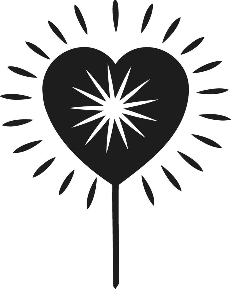 Heart-Shaped Sparkler Silhouette Illustration vector
