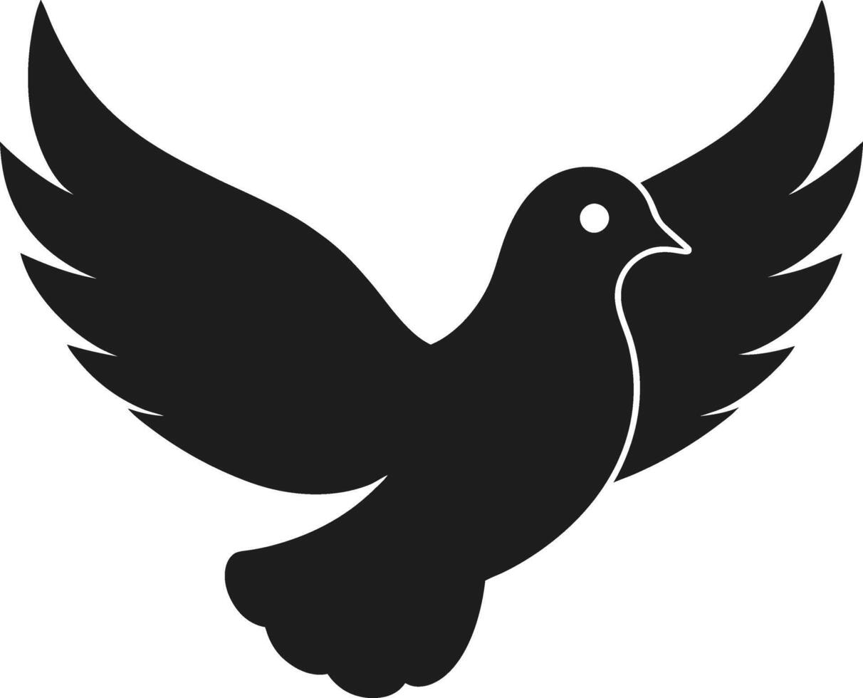 Dove Silhouette Illustration with Spread Wings vector