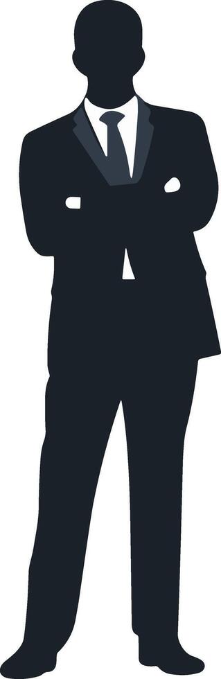 Confident Businessman Silhouette with Arms Crossed in Formal Suit vector