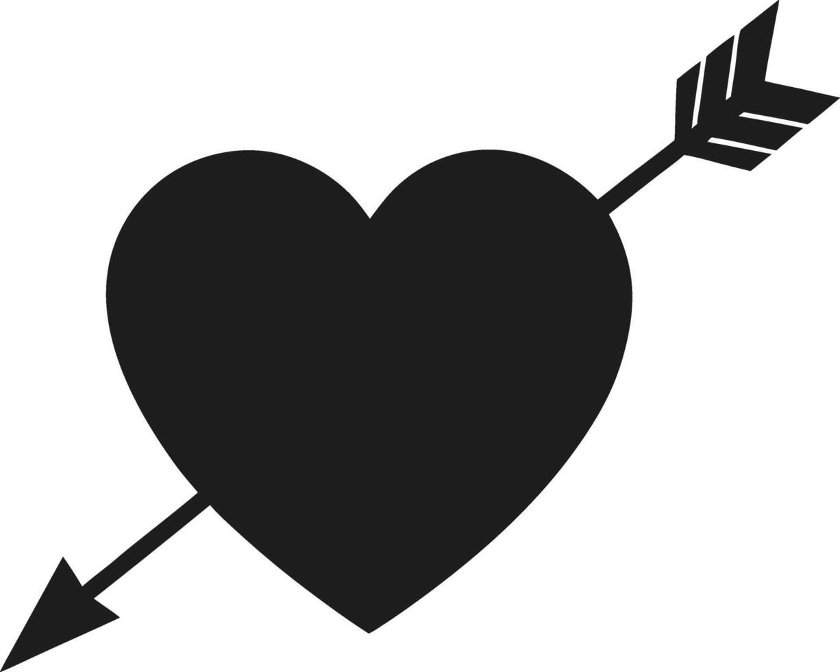 Heart with Arrow Silhouette Illustration vector