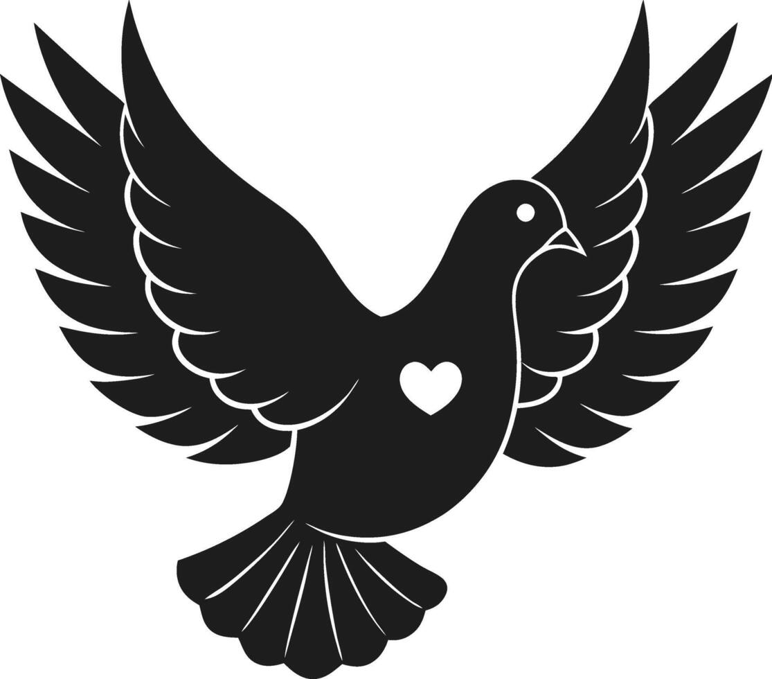 Dove with Heart Silhouette Illustration for Love and Peace vector