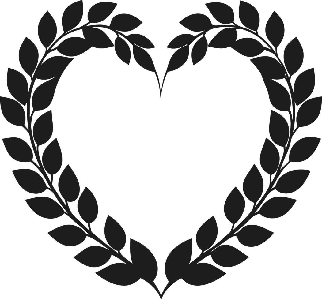 Leafy Heart Silhouette Illustration for Nature and Love Themes vector