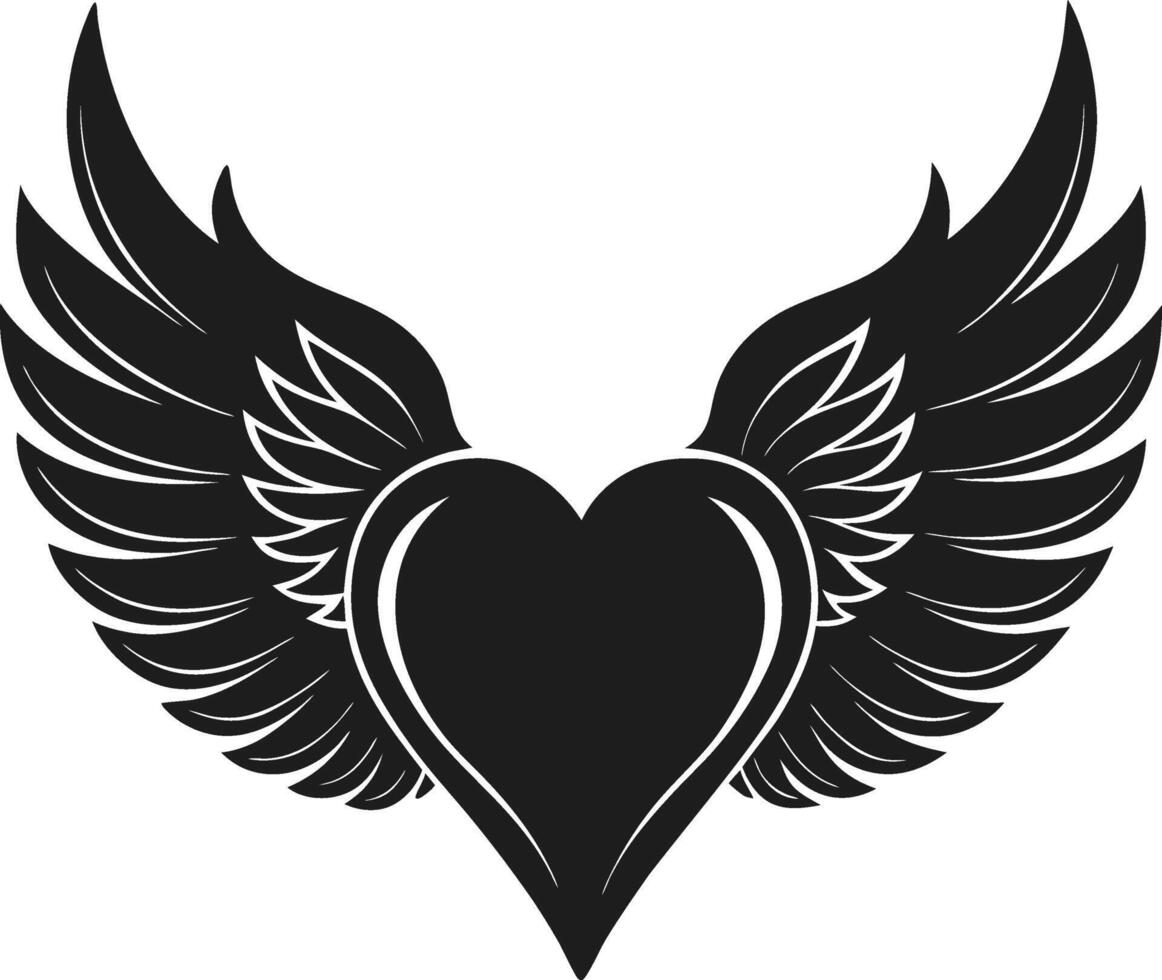 Winged Heart Silhouette Illustration for Romantic and Freedom Themes vector