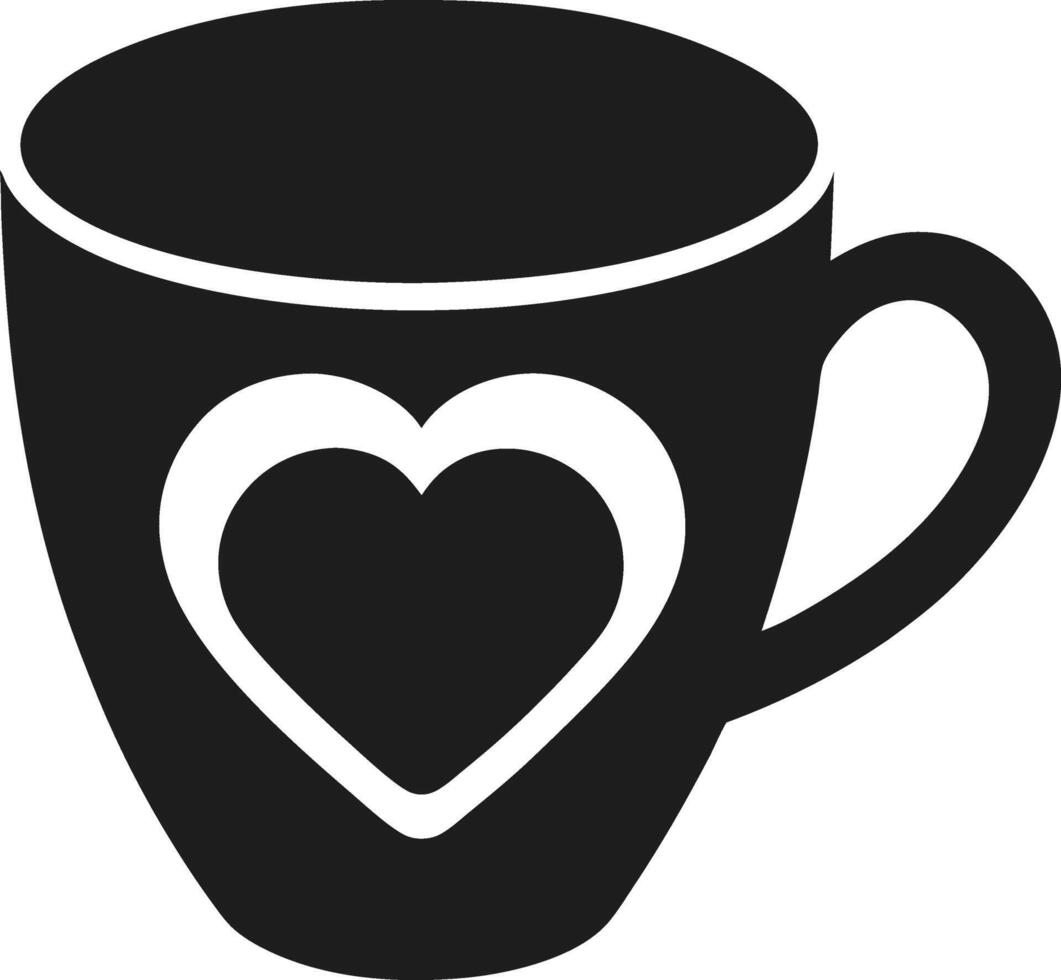 Coffee Mug with Heart Silhouette Illustration vector