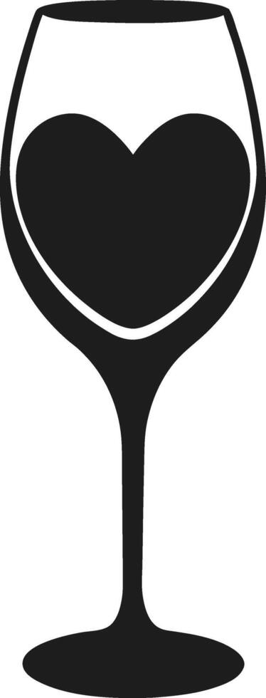 Heart in Wine Glass Silhouette Illustration vector
