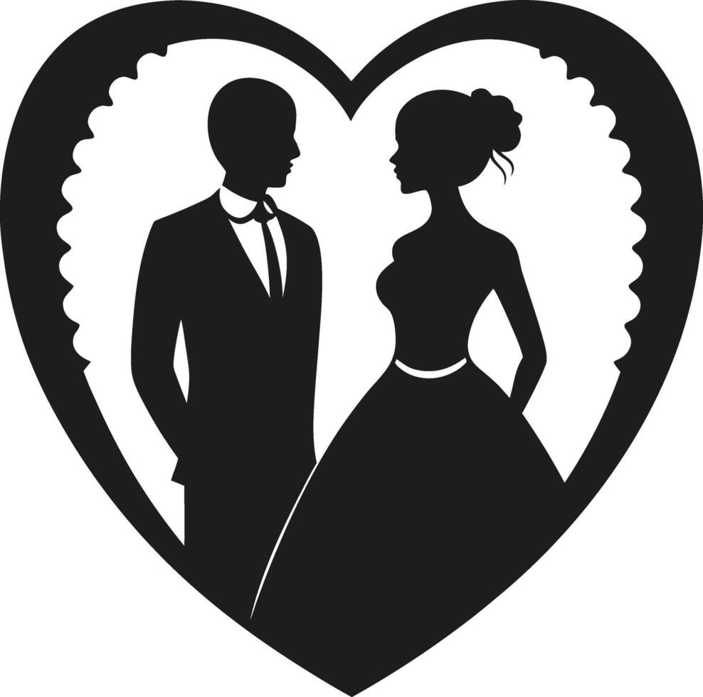 Wedding Couple Silhouette Inside Heart Illustration vector