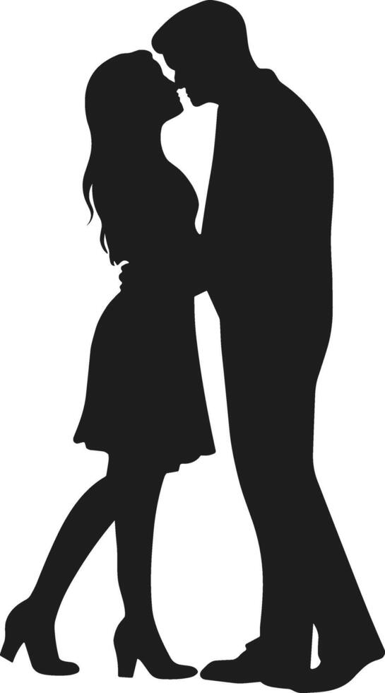 Romantic Couple Silhouette Kissing in an Embrace Illustration vector