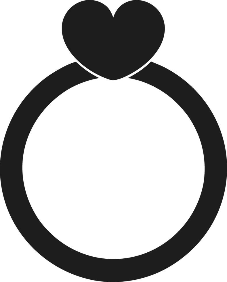 Minimalist Heart Engagement Ring Silhouette Illustration vector