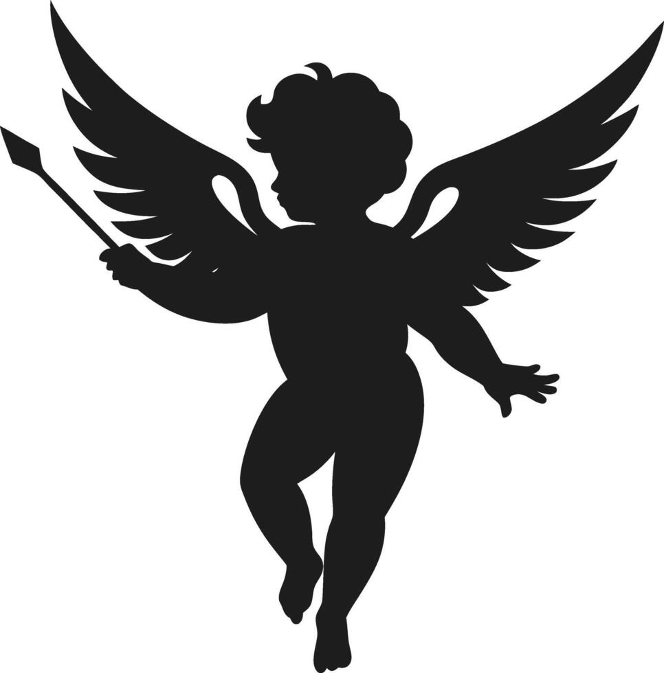 Cupid Silhouette with Wings and Arrow Illustration vector