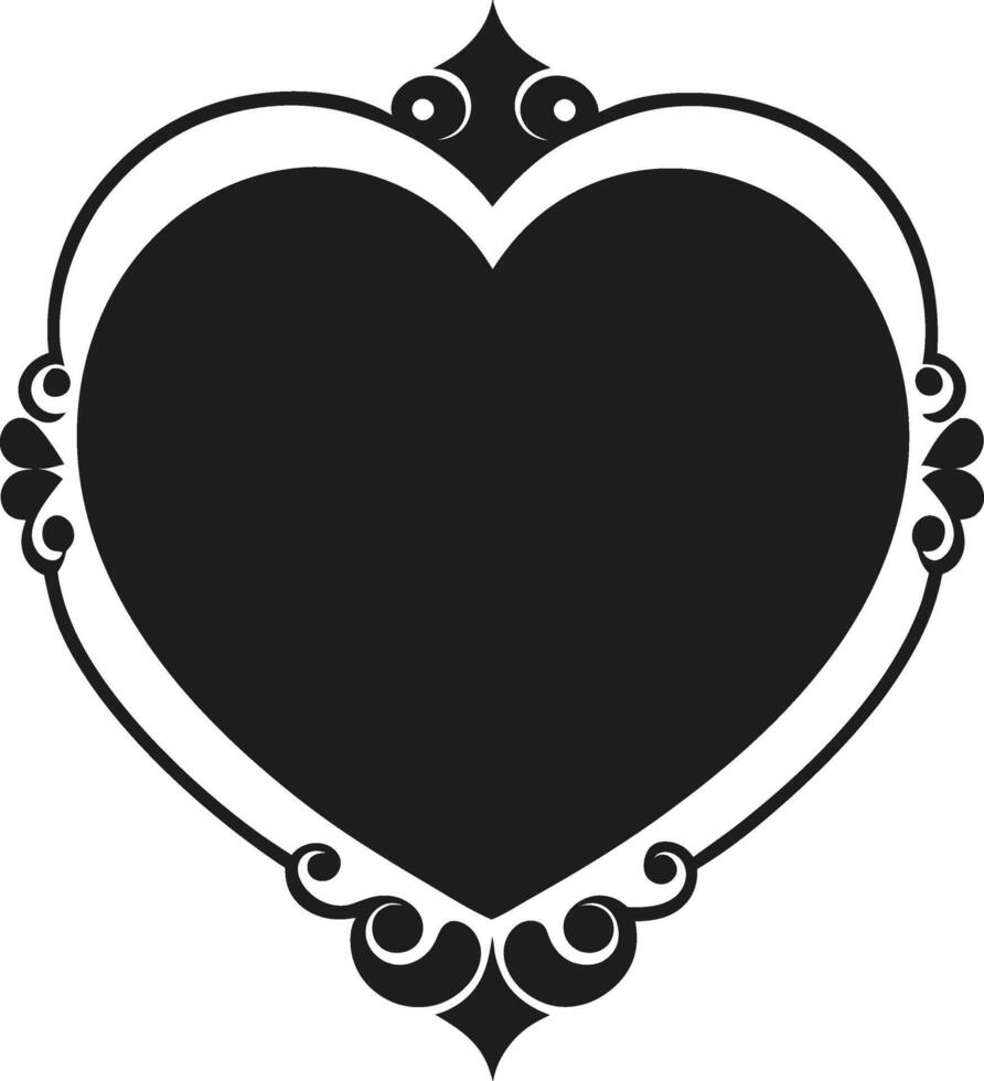 Ornate Heart-Shaped Frame Illustration in Elegant Black Design vector