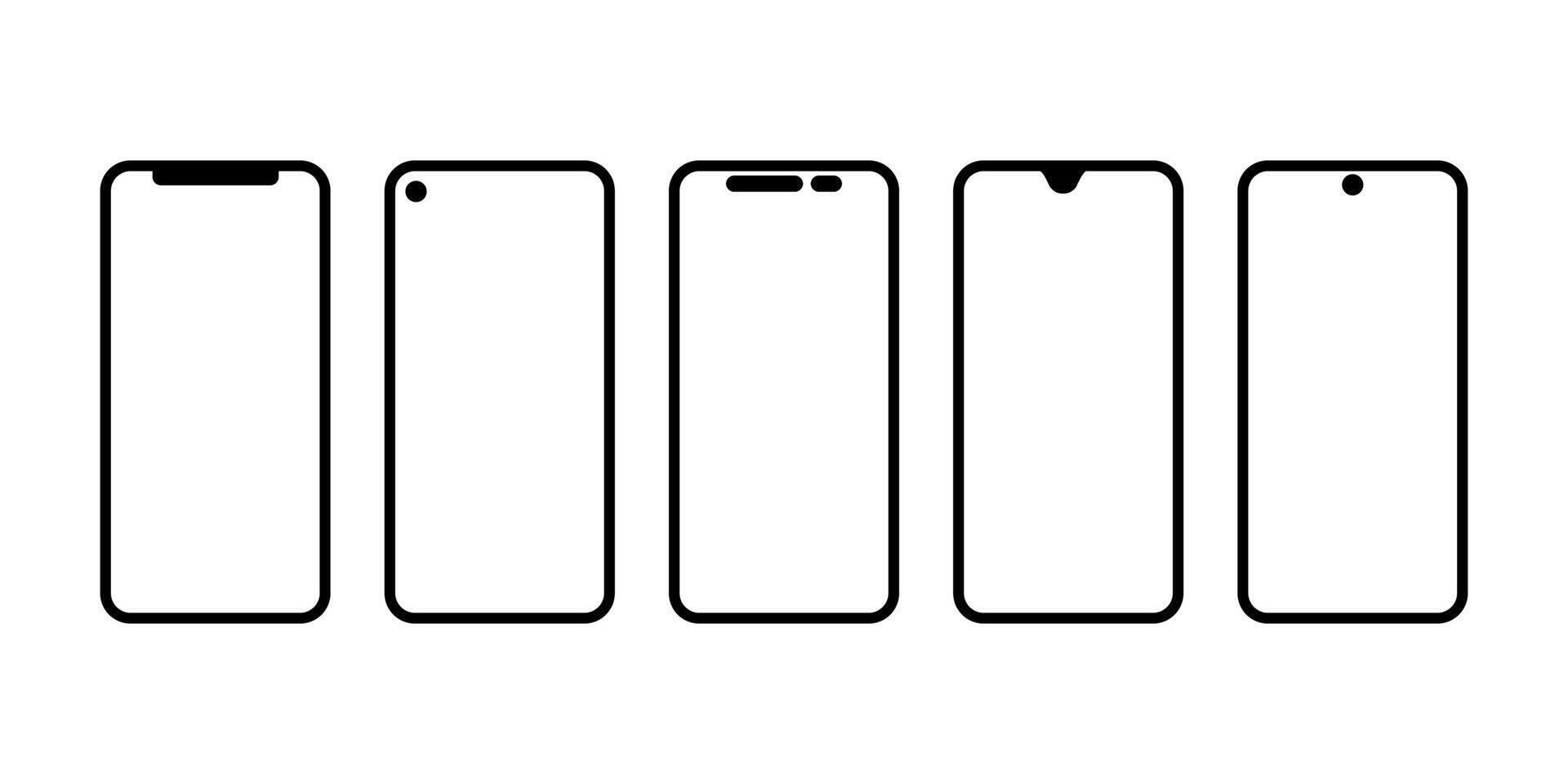 smartphone mockup with blank white screen vector