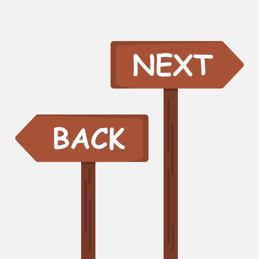 illustration of a wooden board indicating next and back directions vector
