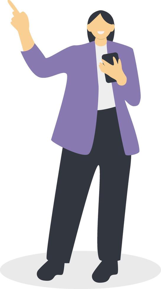 Woman Carrying Smartphone in Purple Clothes vector