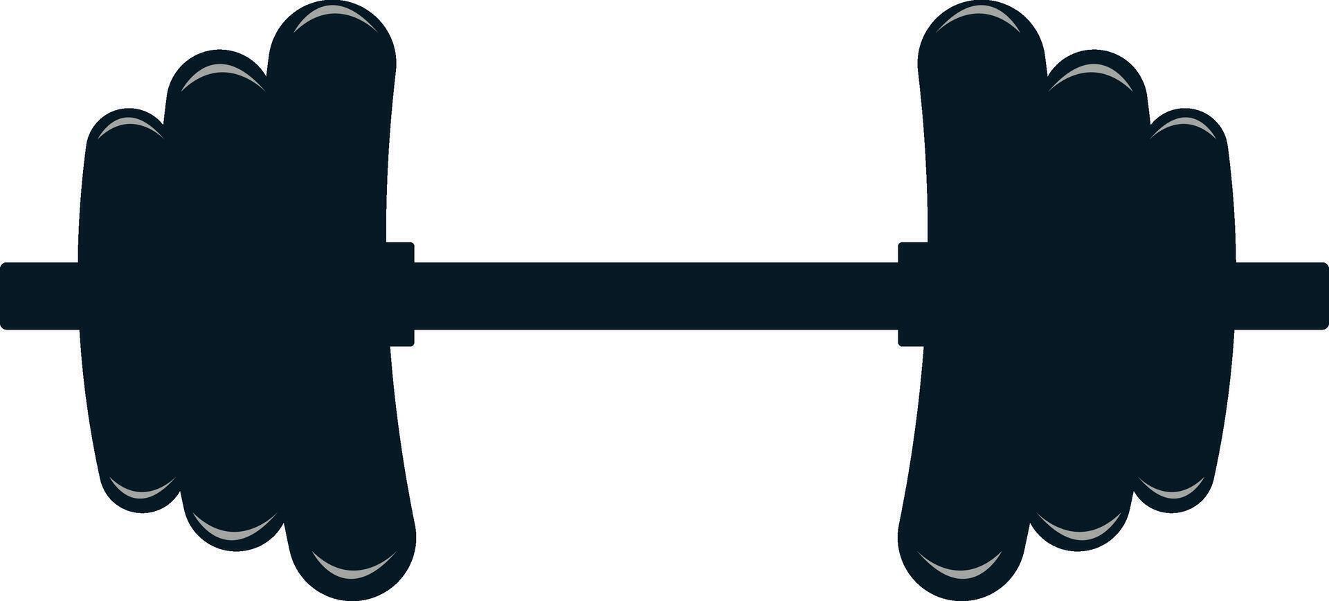 Black Dumbbell in Flat Cartoon Design vector
