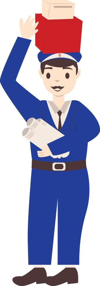 Postman Carrying Magazine and Red Box vector