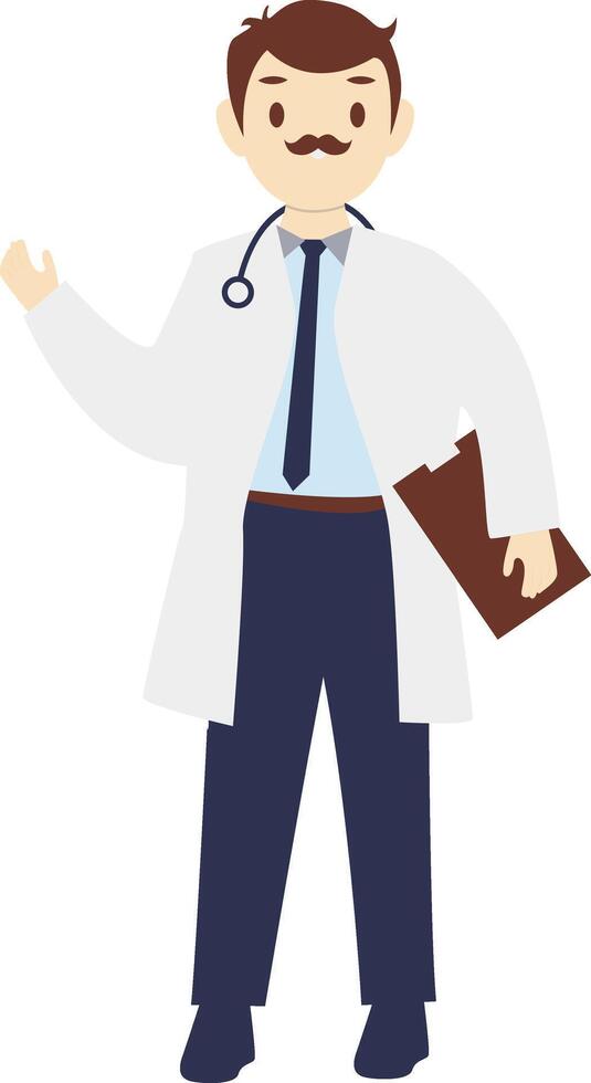 Man Doctor Holding Stethoscope and Checklist vector