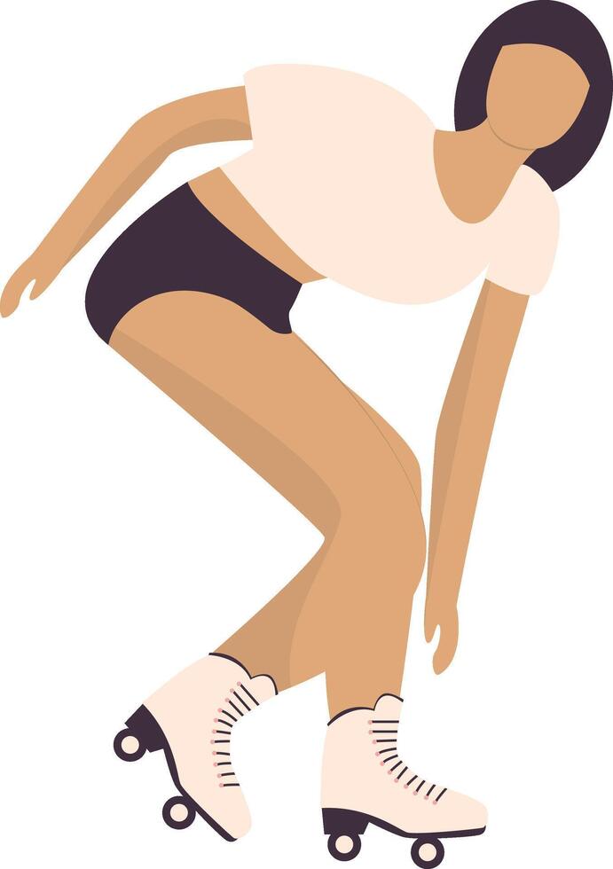 Woman Playing Roller Skate with White Sportswear vector