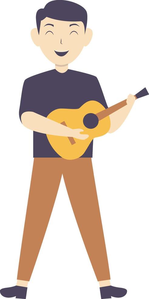 Man Playing Guitar in Casual Clothes vector