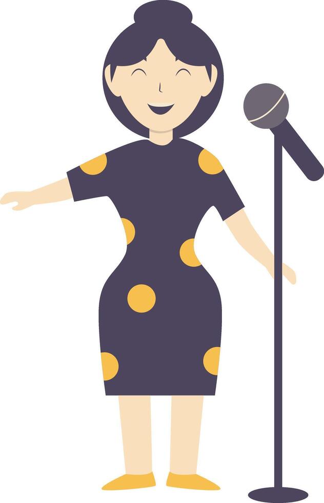 Woman Singer Illustration with Black Dress vector